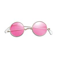 Hippie / flower power verkleed bril roze - thumbnail