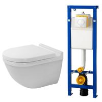 Duravit Starck 3 toiletset met inbouwreservoir wisa toiletzitting met softclose en argos bedieningsplaat wit 0290272/0704406/ga69956/