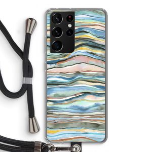 Watercolor Agate: Samsung Galaxy S21 Ultra Transparant Hoesje met koord