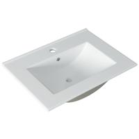 Adema Vygo Meubelwastafel - 61x2x46cm - overloop - 1 wasbak - 1 kraangat - keramiek - wit SW804530
