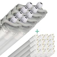 Proventa LED TL dubbel armaturen met 16 lampen 120 cm - Koud wit licht 6500 K - Voordeelverpakking - 8 stuks