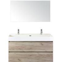 Maxx XL Badmeubelset 120 cm - Craft Oak - Wastafel Kube Enkel 2 Kraangaten met Spiegel