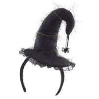 Halloween heksenhoed - mini hoedje op diadeem - one size - zwart - meisjes/dames