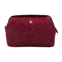 Cosmetic Purse Extra Large Velvet Quiltey Days Red - thumbnail