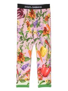 Dolce & Gabbana Kids logo-waistband cotton-blend trousers - Roze