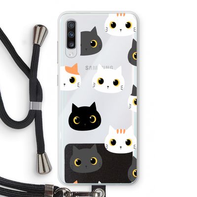 Katten: Samsung Galaxy A70 Transparant Hoesje met koord