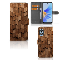 Book Style Case voor OPPO A17 Wooden Cubes