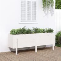 Plantenbak verhoogd 160x50x57 cm massief grenenhout wit