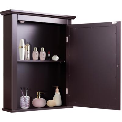 Badkamer Spiegelkast met Enkele Deur en Verstelbare Plank in 5 Posities 56 x 14 x 69,5cm Bruin/Wit/Grijs/Zwart