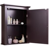Badkamer Spiegelkast met Enkele Deur en Verstelbare Plank in 5 Posities 56 x 14 x 69,5cm Bruin/Wit/Grijs/Zwart