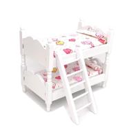 1:12 Mini huis speelgoed simulatie kinderen houten stapelbed (roze handschoenen)