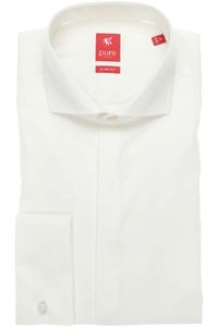 Pure Slim Fit Gala shirt crème, Effen