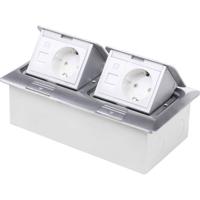 LEDmaxx 105627 2-voudig Vloerinbouw-contactdoos Met Cat5-bus, Aanraakbeveiliging Aluminium