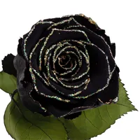 Longlife roos zwart groene glitter Longlife roos zwart groene glitter