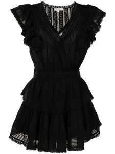 LoveShackFancy robe courte Gwen à volants - Noir