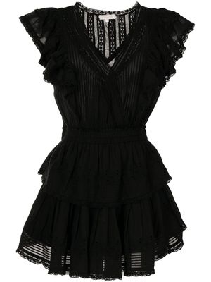 LoveShackFancy robe courte Gwen à volants - Noir