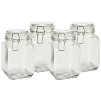 Voorraadpot/bewaarpot - 4x - Caja - 1.2L - glas - met beugelsluiting - D11 x H17 cm