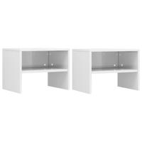 Nachtkastjes 2 st 40x30x30 cm bewerkt hout hoogglans wit
