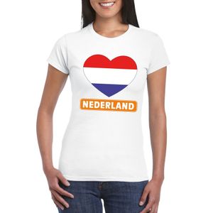 Nederland hart vlag t-shirt wit dames