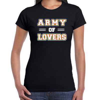 Gay Pride t-shirt met tekst - dames - zwart - Army of lovers - LHBTI Gay Pride t-shirt met tekst - dames - zwart - Army of lovers - LHBTI