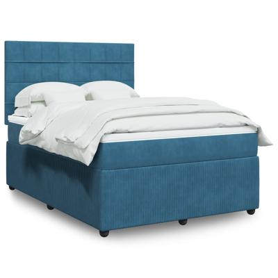 Boxspring met matras fluweel donkerblauw 140x200 cm