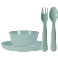 Kunststof kinderservies set - 24-delig - mintgroen - Campingservies / picknickservies