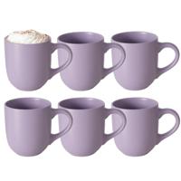 Koffiemokken Paris - 8x stuks - Keramiek - pastel lila paars - 300 ml - 8 x 10 cm