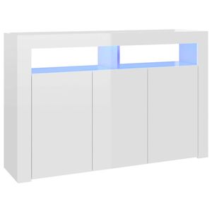 The Living Store Dressoir Retro - Wit - 115.5 x 30 x 75 cm - LED-verlichting