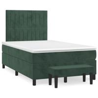 Boxspring met matras fluweel donkergroen 120x190 cm