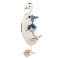 Clayre & Eef Decoratie Beeld Gans 36 cm Wit Blauw IJzer - thumbnail