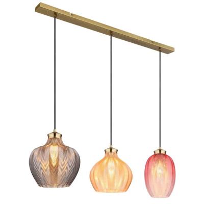 Globo Gouden hanglampJessica met gekleurd glas 3-lichts - 15898-3H