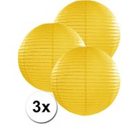 Voordeelverpakking met 3 gele lampionnen 35 cm - thumbnail
