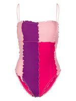 sherris maillot de bain colour block à volants - Rose