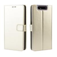 Retro Crazy Horse textuur horizontale Flip lederen case voor Galaxy A80/A90 met houder & kaartsleuven & fotolijstjes (goud)