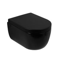 Plieger Kansas Compact randloos toilet met softclose & quick release zitting zwart mat - thumbnail