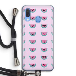 Smiley watermeloenprint: Samsung Galaxy A40 Transparant Hoesje met koord
