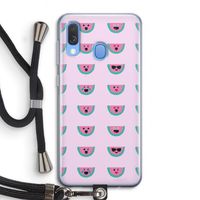 Smiley watermeloenprint: Samsung Galaxy A40 Transparant Hoesje met koord