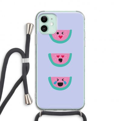 Smiley watermeloen: iPhone 11 Transparant Hoesje met koord