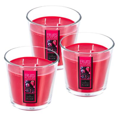 Atmosphera Candles Geurkaars - 3x - in glas - rood fruit aroma - 40 branduren - 13 x 12 cm