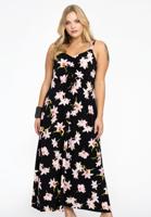 Yoek Mouwloze maxi-jurk HIBISCUS | Zwart | Maat 38/40