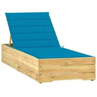 Ligbed met blauw kussen geïmpregneerd grenenhout