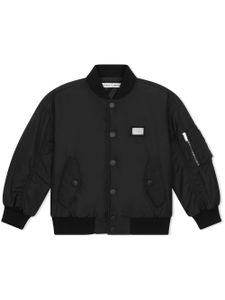 Dolce & Gabbana Kids veste bomber à patch logo - Noir