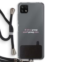 uzelf graag zien: Samsung Galaxy A22 5G Transparant Hoesje met koord