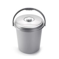 Schoonmaakemmer/vuilnisemmer met deksel 21 liter zilver   - - thumbnail