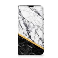 iPhone 13 Mini | Standcase | Marmer Wit Zwart - Origineel Cadeau Man
