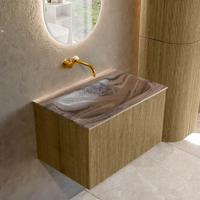 Badmeubel Mondiaz Kurve-Dlux | 70 cm | Meubelkleur Dusk | Wastafelkleur Sombra | Solid surface | Wasbak midden spoelbak | Zonder kraangat(en) Badmeubel Mondiaz Kurve-Dlux | 70 cm | Meubelkleur Dusk | Wastafelkleur Sombra | Solid surface | Wasbak midden spoelbak | Zonder kraangat(en)