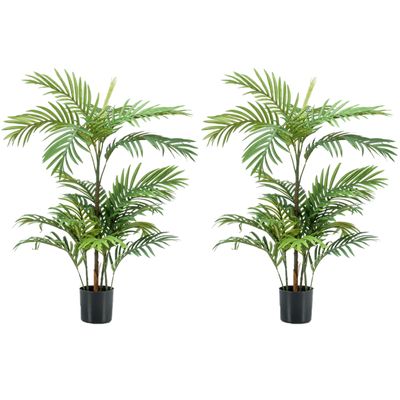 Set van 2x stuks groene kunstplanten Phoenix Palmboom 90 cm