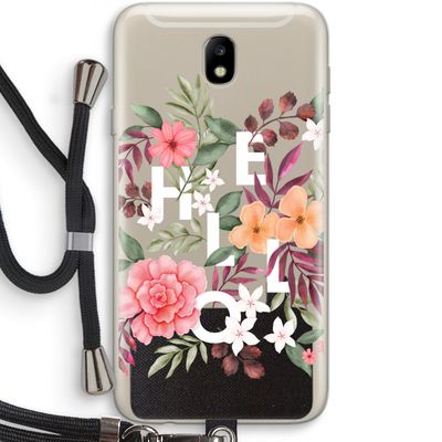 Hello in flowers: Samsung Galaxy J7 (2017) Transparant Hoesje met koord