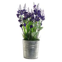 Lavendel kunstplant/kamerplant paars in grijze sierpot H28 cm x D18 cm   -