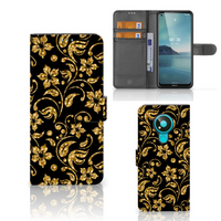 Nokia 3.4 Hoesje Gouden Bloemen